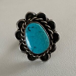 Silver turquoise ring. Size 5. Source Unknown